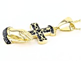 Black Spinel 18k Yellow Gold Over Sterling Silver Cross Pendant With Chain 0.76ctw