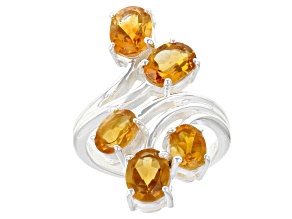 Yellow Citrine Sterling Silver Ring 3.75ctw