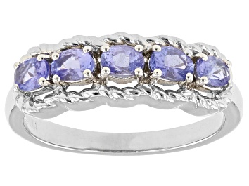 Picture of Blue Tanzanite Platinum Over Sterling Silver Band Ring 0.60ctw
