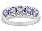 Blue Tanzanite Platinum Over Sterling Silver Band Ring 0.60ctw