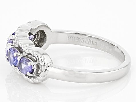 Available in size 5, 6, 7, 8, 9 1.87 Ct Oval Blue Tanzanite and White Topaz 925 Sterling Silver Womens 3-Stone Ring 