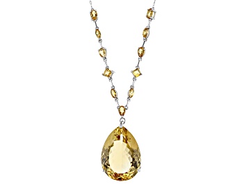 Picture of Yellow Citrine Rhodium Over Sterling Silver Necklace 39.50ctw