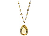 Yellow Citrine Rhodium Over Sterling Silver Necklace 39.50ctw