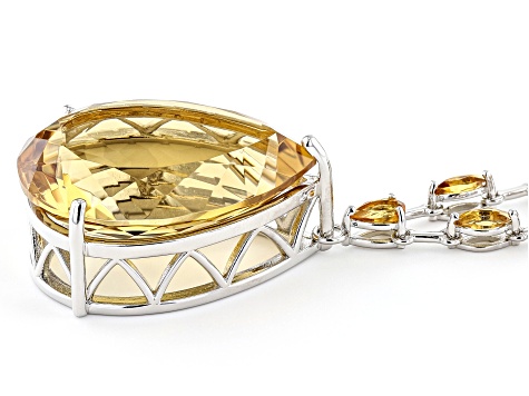 トロフィー260g Yellow Citrine Rhodium Over Sterling Silver Necklace 39.50