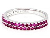 Red Lab Created Ruby Rhodium Over Sterling Silver Band Ring 0.93ctw