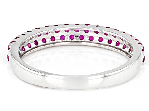 Red Lab Created Ruby Rhodium Over Sterling Silver Band Ring 0.93ctw