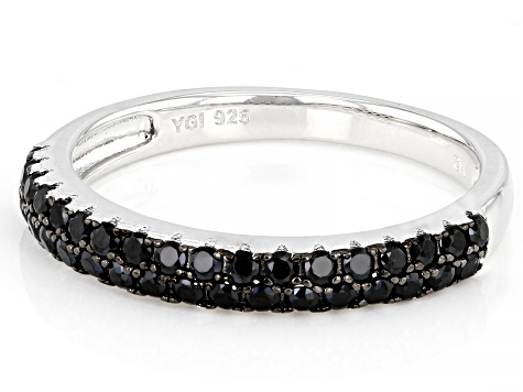 Black Spinel Rhodium Over Sterling Silver Band Ring 0.53ctw