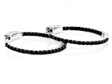 Black Spinel Rhodium Over Sterling Silver Hoop Earrings 0.99ctw