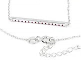 Red Lab Created Ruby Rhodium Over Sterling Silver Bar Necklace