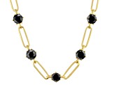Black Spinel 18k Yellow Gold Over Sterling Silver Paperclip Station Necklace 14.00ctw