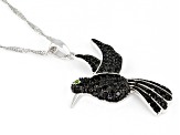 Black Spinel Rhodium Over Sterling Silver Bird Pendant With Chain 1.27ctw