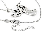 Black Spinel Rhodium Over Sterling Silver Bird Pendant With Chain 1.27ctw