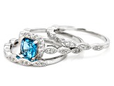 London Blue Topaz Rhodium Over Sterling Silver Ring Set 1.70ctw