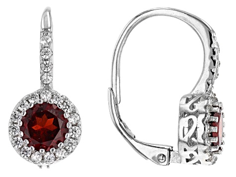 Red Garnet Rhodium Over Sterling Silver Earrings 2.40ctw