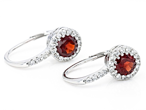 Red Garnet Rhodium Over Sterling Silver Earrings 2.40ctw