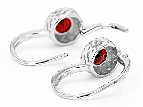 Red Garnet Rhodium Over Sterling Silver Earrings 2.40ctw