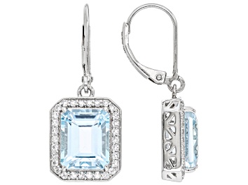 Picture of Sky Blue Topaz Platinum Over Sterling Silver Dangle Earrings 7.55ctw