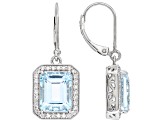 Sky Blue Topaz Platinum Over Sterling Silver Dangle Earrings 7.55ctw