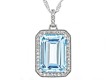 Picture of Sky Blue Topaz Platinum Over Sterling Silver Pendant With Chain 7.86ctw