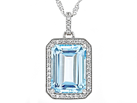 Sky Blue Topaz Platinum Over Sterling Silver Pendant With Chain 7.86ctw