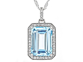 Sky Blue Topaz Platinum Over Sterling Silver Pendant With Chain 7.86ctw
