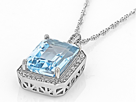 Sky Blue Topaz Platinum Over Sterling Silver Pendant With Chain 7.86ctw