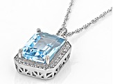 Sky Blue Topaz Platinum Over Sterling Silver Pendant With Chain 7.86ctw