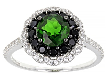 Picture of Green Chrome Diopside Rhodium Over Sterling Silver Ring 2.07ctw