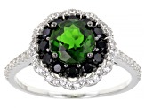 Green Chrome Diopside Rhodium Over Sterling Silver Ring 2.07ctw