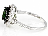 Green Chrome Diopside Rhodium Over Sterling Silver Ring 2.07ctw