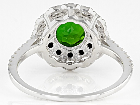 Green Chrome Diopside Rhodium Over Sterling Silver Ring 2.07ctw