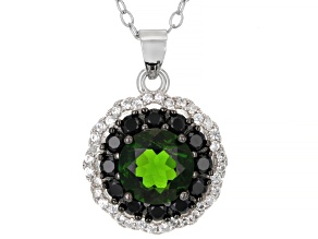 Green Chrome Diopside Rhodium Over Sterling Silver Pendant With Chain 1.94ctw