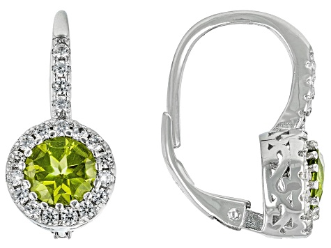 Green Peridot Rhodium Over Sterling Silver Earrings 2.25ctw