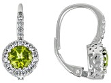 Green Peridot Rhodium Over Sterling Silver Earrings 2.25ctw