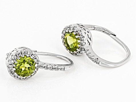 Green Peridot Rhodium Over Sterling Silver Earrings 2.25ctw