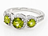 Green Peridot Rhodium Over Sterling Silver Ring 2.08ctw