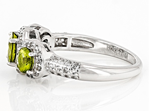 Green Peridot Rhodium Over Sterling Silver Ring 2.08ctw