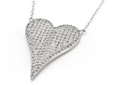 White Zircon Rhodium Over Sterling Silver Heart Necklace 1.38ctw