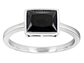 Black Spinel Rhodium Over Sterling Silver Solitaire Ring 1.69ct