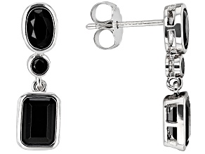 Black Spinel Rhodium Over Sterling Silver Dangle Earrings 2.43ctw
