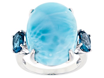 Picture of Larimar Rhodium Over Sterling Silver Ring 1.50ctw