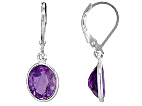 Purple African Amethyst Rhodium Over Sterling Silver Solitaire Earrings 6.00ctw