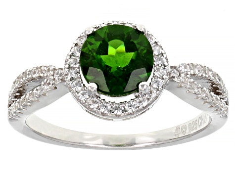 Green Chrome Diopside Rhodium Over Sterling Silver Ring 1.60ctw