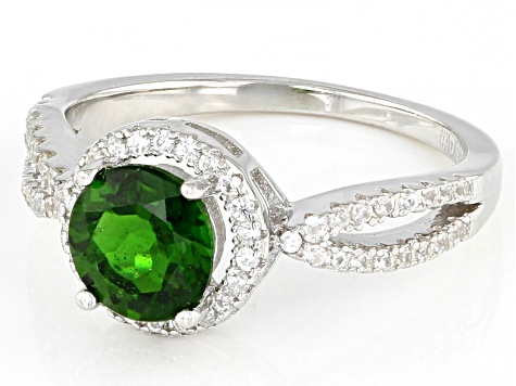 Donat 165D ルテニウムメッキ Green Chrome Diopside Rhodium Over Sterling Silver Ring 1.93