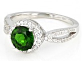 Green Chrome Diopside Rhodium Over Sterling Silver Ring 1.60ctw