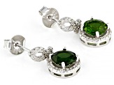 Green Chrome Diopside Rhodium Over Sterling Silver Dangle Earrings 3.00ctw