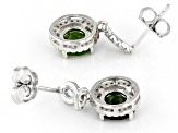 Green Chrome Diopside Rhodium Over Sterling Silver Dangle Earrings 3.00ctw