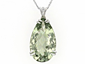 Green Prasiolite Rhodium Over Sterling Silver Pendant With Chain 17.00ct