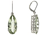 Green Prasiolite Rhodium Over Sterling Silver Earrings 17.00ct