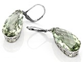 Green Prasiolite Rhodium Over Sterling Silver Earrings 17.00ct